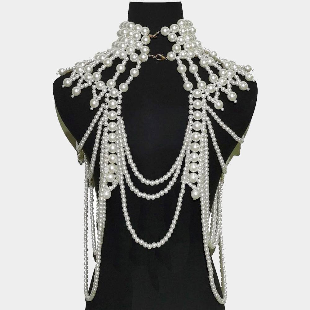 Draped Pearl Armor Body Chain Necklace