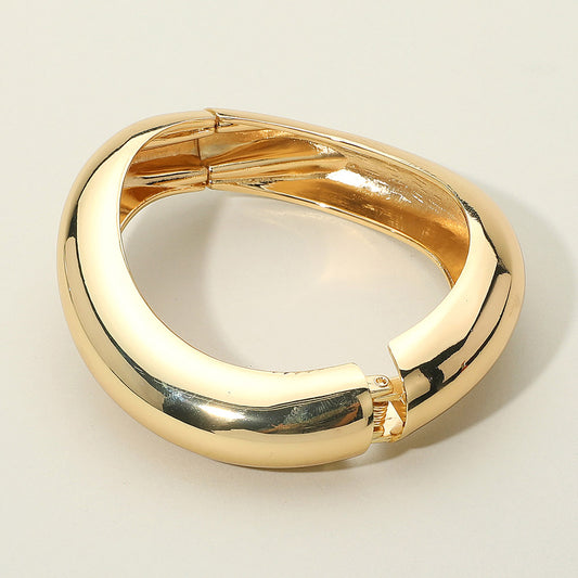 Asymmetrical Sculptural Metal Hinged Bangle Bracelet