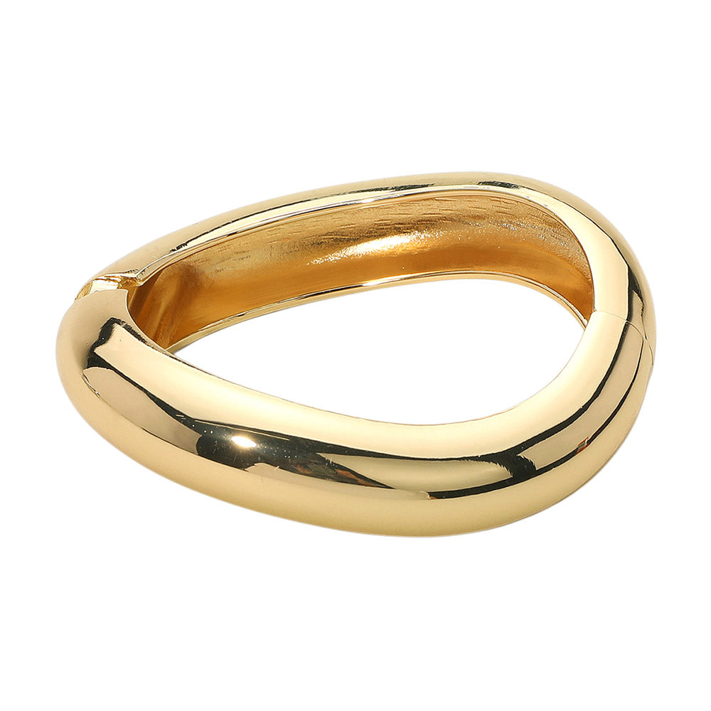 Asymmetrical Sculptural Metal Hinged Bangle Bracelet