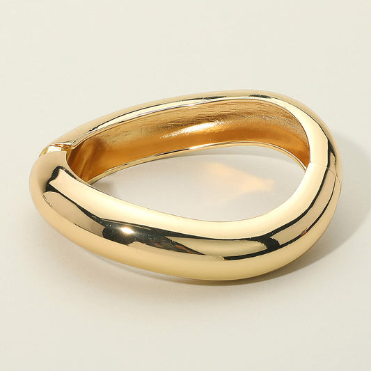 Asymmetrical Sculptural Metal Hinged Bangle Bracelet