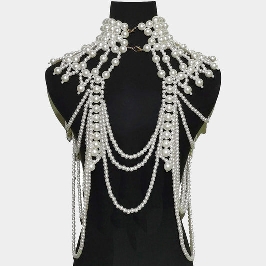 Draped Pearl Armor Body Chain Necklace
