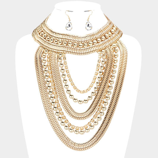 Draped Metal Statement Necklace