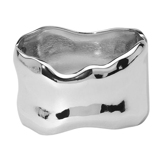 Hammered Metal Wide Hinged Bangle Bracelet